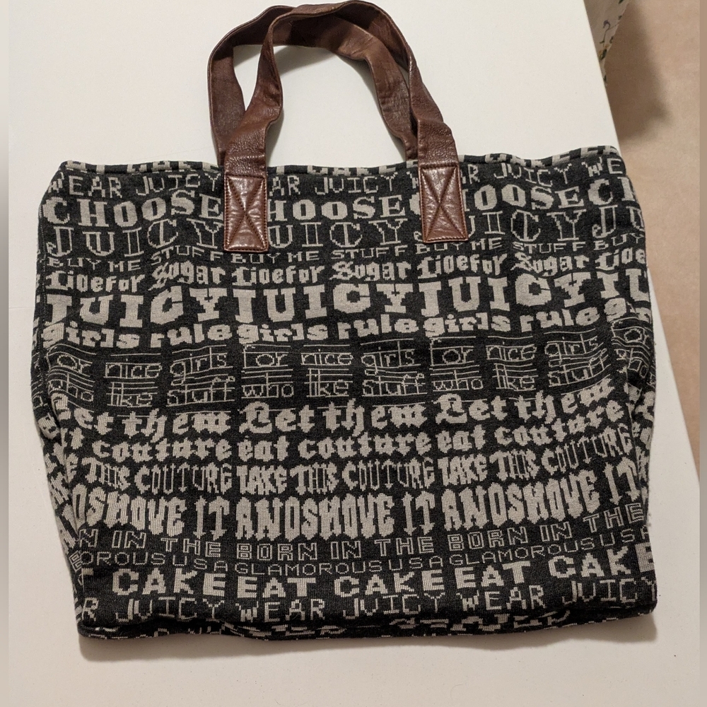 Vintage Y2K Juicy Couture Black and Grey Tote Bag